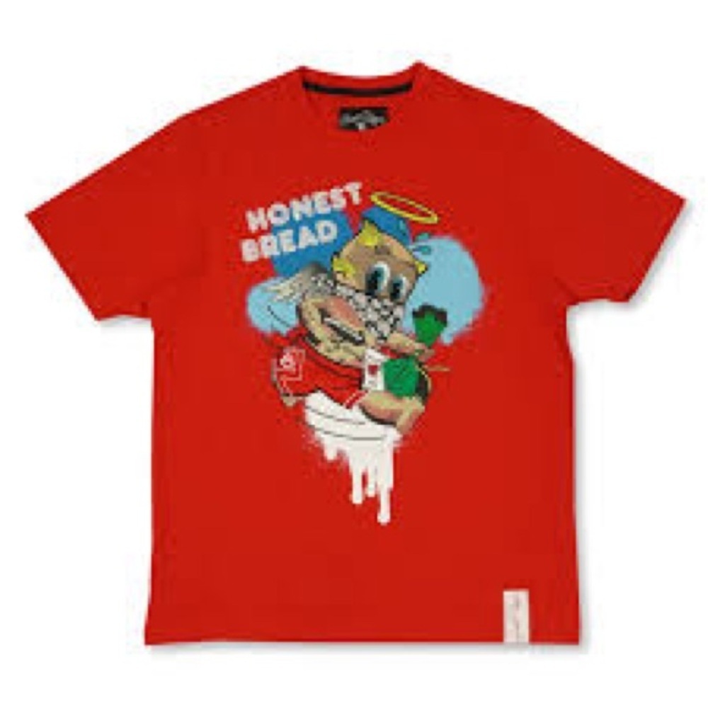 NWOT MAKOBI FROST HONEST BREAD RED SHORT SLEEVE CREW NECK T SHIRT Size Medium